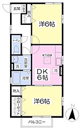アヴェニール 2DKの間取図画像