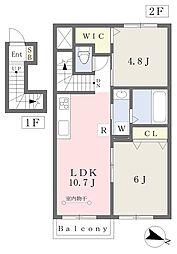 クロシェット 2LDKの間取図画像
