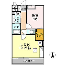 ソレイユB 1LDKの間取図画像