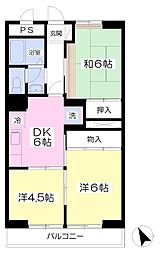 グレース万騎が原 3DKの間取図画像