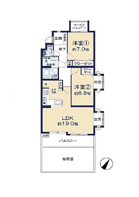 広々とした専用庭付きのお部屋です。