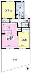 フルールつきみ野2 2LDKの間取図画像