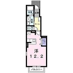 グリーンヒルズ大澤Ｃ 1階ワンルームの間取り