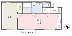 メイプルハイツ 1LDKの間取図画像