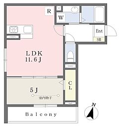 サザンヒルズ茅ヶ崎 1LDKの間取図画像