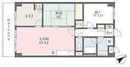 パーシモン香川 2LDKの間取図画像