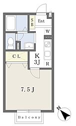 レフィナード鵠沼 1Kの間取図画像