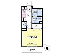キャトル・セゾン 1Kの間取図画像