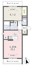 ブラオ湘南 1LDKの間取図画像