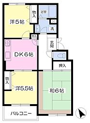 グランドソレーユ 3DKの間取図画像