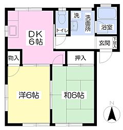 ラ・メール湘南A 2DKの間取図画像