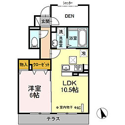 ルミナス 1LDKの間取図画像