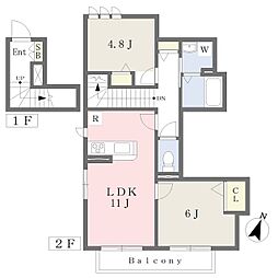 アトリエール湘南 2LDKの間取図画像