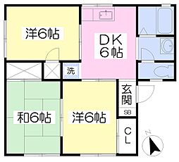 セブンハイツD 3DKの間取図画像