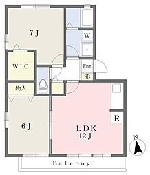 クレールヴィラ2 2LDKの間取図画像