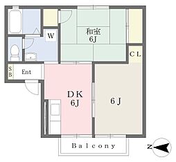 ドエリング湘南A 2DKの間取図画像