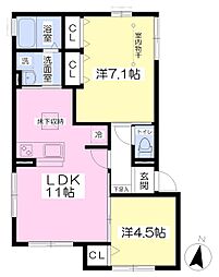 湘南台ガーデン 2LDKの間取図画像