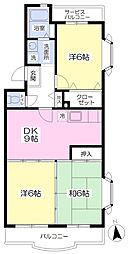 フォンティーヌ森 3DKの間取図画像