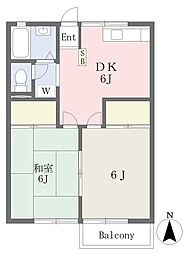 コーポ佐藤B 2DKの間取図画像