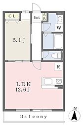 モンシャトーE.II 1LDKの間取図画像