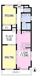 シティーコートマンション 3DKの間取図画像