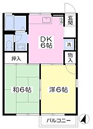 和田ハイツB 2DKの間取図画像