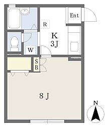 ウィルアイ 1Kの間取図画像