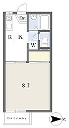 レジデンスK 1Kの間取図画像