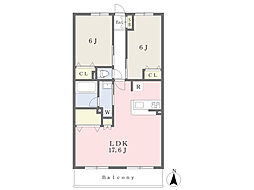 ル・ブルジョン 2LDKの間取図画像