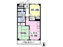 シャルマン海老名 2LDKの間取図画像