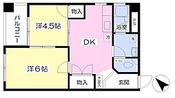 厚木マコトマンション 2DKの間取図画像