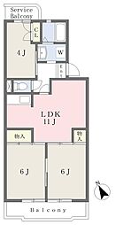 サンハイツ高森2 3LDKの間取図画像