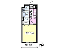 ハピネスA 1Kの間取図画像