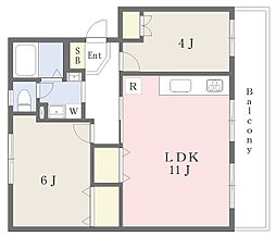 東高森団地3号棟 2LDKの間取図画像