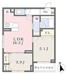 厚木市棚沢マンション 2LDKの間取図画像