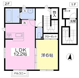 アメージングウェスト 1LDKの間取図画像