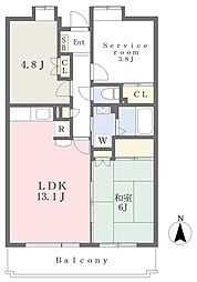 パル本厚木 2SLDKの間取図画像