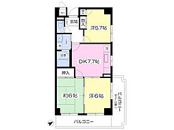 諸星愛甲ビル 3DKの間取図画像