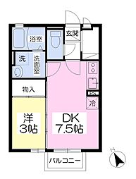 プランドール 1DKの間取図画像