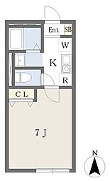 ビューティフルヒルズ 1Kの間取図画像
