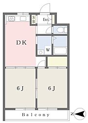 ホワイトメゾン綱島 2DKの間取図画像