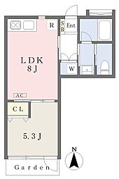 ゼフィルス 1LDKの間取図画像