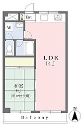 JR中央線 西八王子駅 徒歩1分の賃貸マンション 2階1LDKの間取り