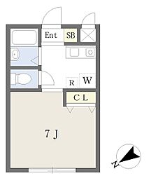 メゾンボヌール ワンルームの間取図画像