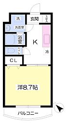 プロスペラール 1Kの間取図画像