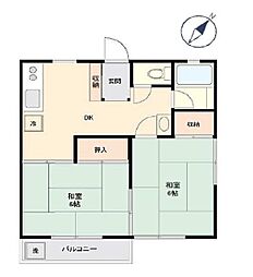 ロイヤルハイツ相模原 2DKの間取図画像