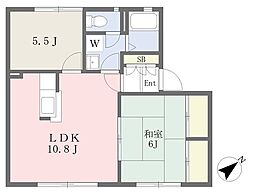 ディアス相模大野　Ｂ 1階2LDKの間取り
