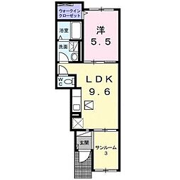 ガーデンフォレスト 1階1LDKの間取り