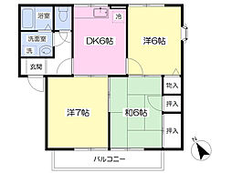 コンフォートＢ 2階3DKの間取り
