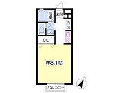 エスコートＤ館 2階ワンルームの間取り